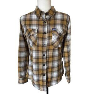 Womens DIXXON FLANNEL CO Long Sleeve LAGER Shirt Size Medium Plaid Tan